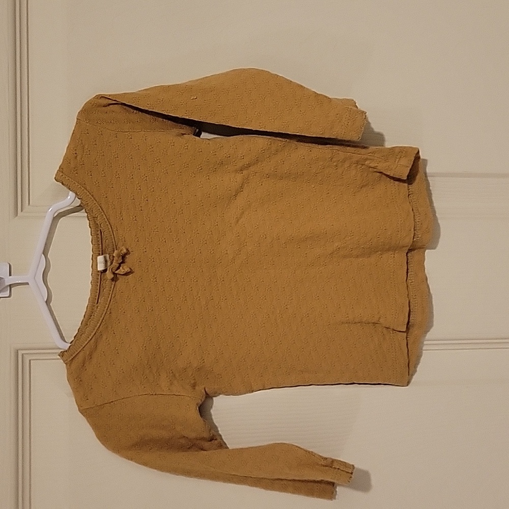 Quincy Mae Honey Pointelle Long Sleeve Shirt, 6/12M